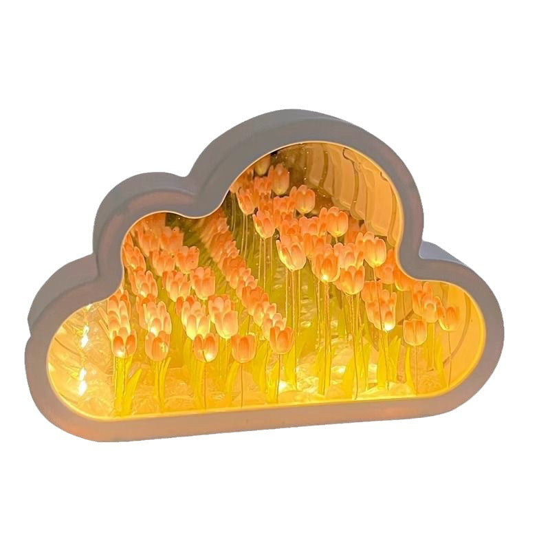 Tulip Cloud Night Light Desktop Luminous Ornament DIY Flower Mirror Atmosphere Light Valentine's Day Creative Gift